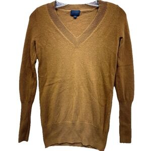 J. Crew Italian Cashmere V-neck Sweater Womens XS Beige Classic Luxury